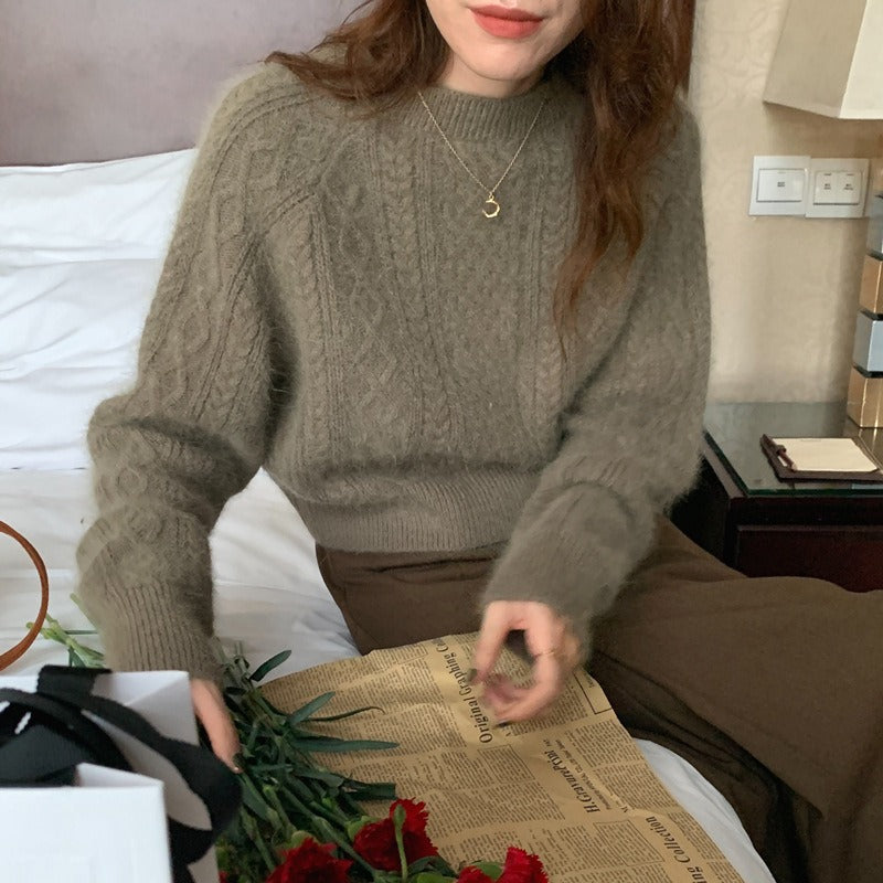 Women Knitted Pullover Autumn and Winter Gray Sweater Loose Sweater