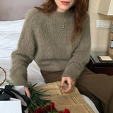 Women Knitted Pullover Autumn and Winter Gray Sweater Loose Sweater
