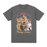 Professional Pussy Eater Funny Cat Meme T Shirt Men Fashion