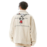 Men Jacket Coat Rose Embroidered Jacket Men's Vibe Baggy Coat Autumn and Winter Clothing