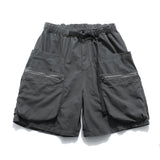 Men Shorts Solid Color Multi-Pocket Casual Shorts