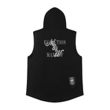 Men Vest Vintage Men's Hooded Tank Top Sleeveless T-shirt Men's