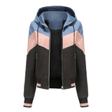 Women Trench Coat Women's Thin Trench Coat Women's Spring and Autumn Hooded Jacket Women's Outdoor Raincoat Color Matching Drawstring Coat