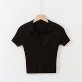 Women Sweater Knitwear Summer Polo Collar Knitted Top