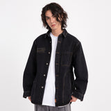 Men Jacket Coat Ripped Denim Jacket Embroidered Workwear Jacket