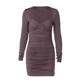 Women Dresses Spring V Long Sleeve Slim Fit Dress