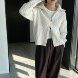 Women Cardigan Sweater Autumn Sweater Cardigan Zipper Turn-down Collar Coat Q625