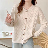 Women Knitted Cardigan Vintage Sweater Coat for Women Autumn and Winter Loose Knitted Cardigan