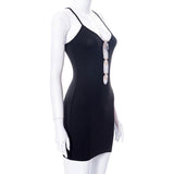 Women Dresses Spring Hollow-out Camisole Sheath Dress (Bla0420)