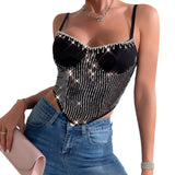 Women Party Tops Sexy Tassel Sequined Suspender Vest