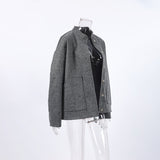 Women Trench Coat Autumn and Winter Gray Woolen Coat for Women