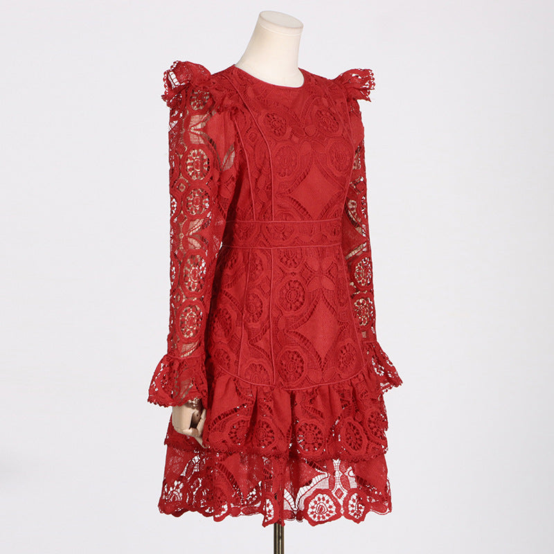 Women Dresses Spring Lace Embroidery Dress (Qymy0409)