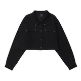 Women Jacket Multi-Pocket Workwear Jacket Loose Autumn Solid Color XINGX Coat