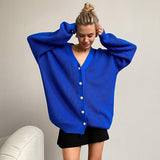 Ladies Leisure Knitwear Loose Knitted Sweater Women Casual Solid Color Autumn and Winter Cardigan