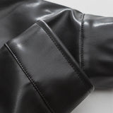 Unisex Winter Cotton Coat Three-Dimensional Turn-down Collar Leather Jacket Retro Loose Pu Leather Jacket