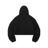 Women Jacket Pleated Drawstring Long Sleeve Hooded Cardigan Coat