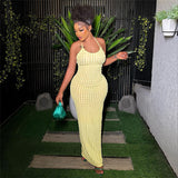 Women Dresses Summer Sling Backless Dress (Bla0420)