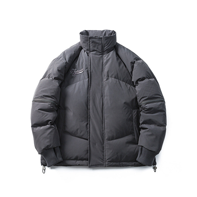 Unisex Winter Cotton Coat Stand-up Collar down Jacket Retro Loose down Jacket