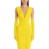 Women Dresses Sexy Deep Dress Long Skirt Slim-Fit Hip Skirt Dress (Zns0409)