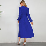 Women Date Dress Sexy Pleated V-neck Dress
