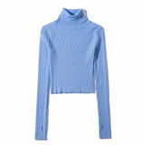 Women Sweater Knitwear Fall Base Knitwear High Neck Short Lightweight Sweater