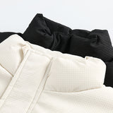 Unisex Winter Cotton Coat Waffle Stand-up Collar Cotton-Padded Clothes Retro Warm Labeling Decorative Cotton Coat