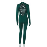Women Jumpsuit Spring Sexy Backless Slim Fit Long Sleeve Jumpsuit (Hawthaw0412)