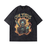 Men T Shirt Gothic Skull Print Heavy Short Sleeve T-shirt