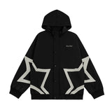 Men Jacket Coat Five-Pointed Star Stitching Jacket Men's Spring and Autumn Hat Hooded Jacket