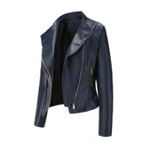 Red Leather Jacket Pu Lapel Women's Slim-Fit Leather Coat Short Jacket