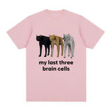 Funny My Last Three Brain Cells Cats Meme T Shirt Men's