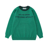 Unisex Sweater Autumn Striped Embroidery Stitching Sweater