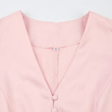 Women Dress Fall/Winter Pink V-neck Dress
