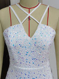 Women's Evening Gown Sexy Strap Backless Sequins Dress Evening Dress