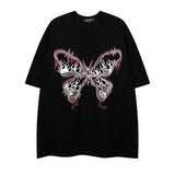 Men T Shirt Butterfly Graffiti Paste Cloth Embroidery Short Sleeve T-shirt
