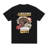 Losers Quit Gambling Meme Graphic T Shirt Men's Vintage