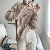 Women Knitted Pullover Autumn and Winter Loose Long-Sleeved Sweater Top