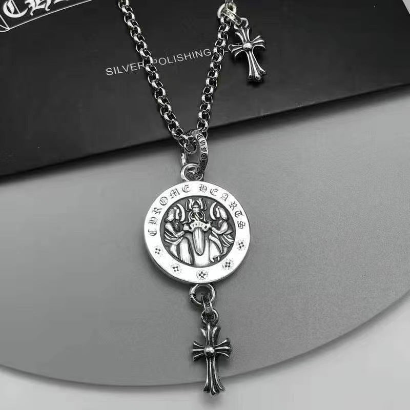 Chrome Hearts Necklace Vintage Male Female Angel Sword Cross Pendant