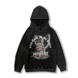 Men Hoodie Retro Alphabet Printed Hoodie Loose Oversize