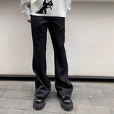 MIJKO Men's Vintage Pants MIJKO Men's Women's Trousers Slit-slit micro-pull pants