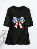 Summer Crew Neck Loose T-Shirt Bow Printing Loose