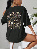 2024Beautiful flower clusters Print Cotton Women T-Shirts