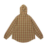 Unisex Jacket Autumn Loose Hooded Plaid Shirt