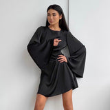 Women Dress Flared Sleeve High Waist Dress Spring Short Skirt