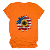 T-shirt pattern sunflower print round neck casual short sleeve