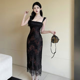 Women Dresses Shoulder Strap Slim Strap Lace Dress
