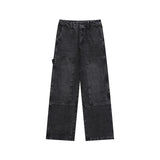 Men Jeans Washed Casual Pants Men's and Women's Straight Wide Leg Jeans Trousers