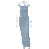 Women Dresses Summer Sexy Backless Self-Tie Dress