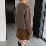 Women Cardigan Sweater Double Breasted Vintage Autumn Cardigan Long Sleeve Sweater Coat Q730