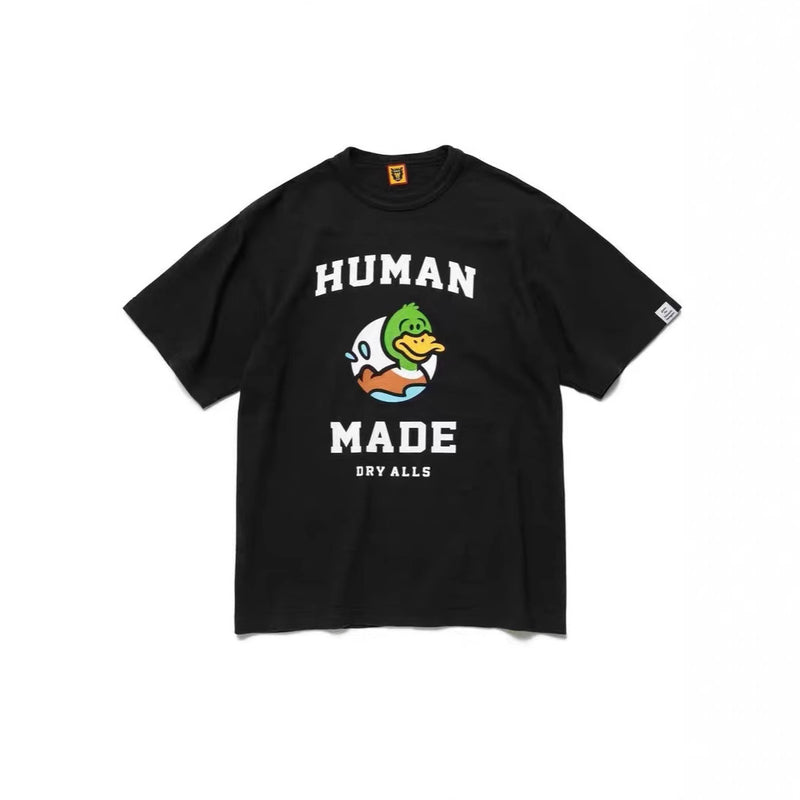 Men T-shirts human green duck swimming crew neck loose print short sleeves